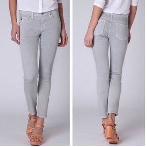 AG Stevie Ankle Grey Denim Jeans white polka dots